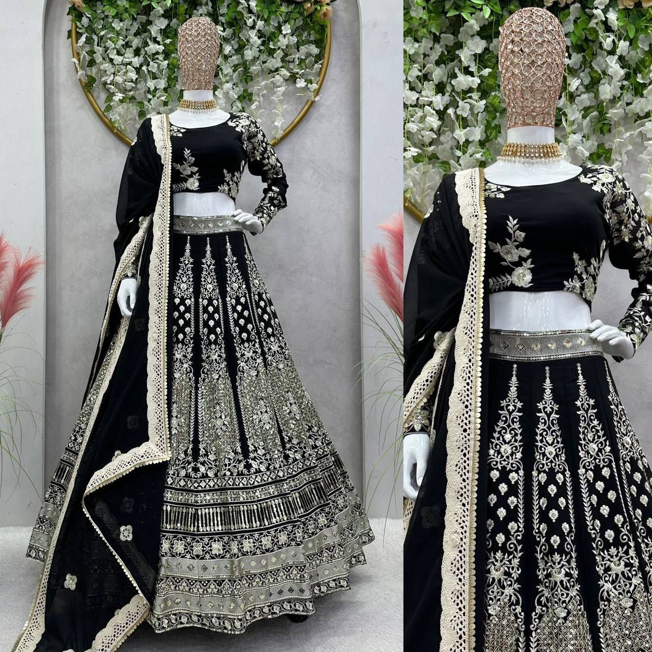 HEERA - Premium Black Georgette Lehenga