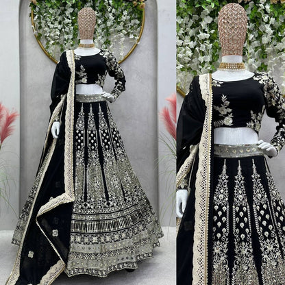 HEERA - Premium Black Georgette Lehenga