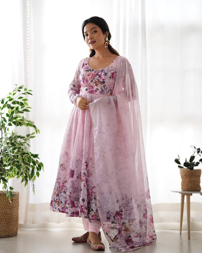 Pink Floral Anarkali Suit