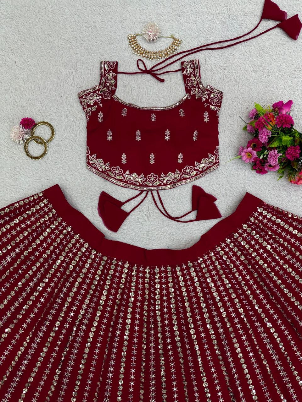 LISA - Red Georgette Lehenga