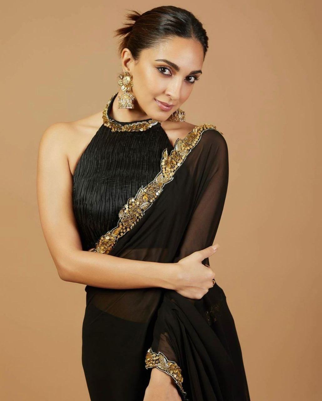 Black X Gold Partywear Saree