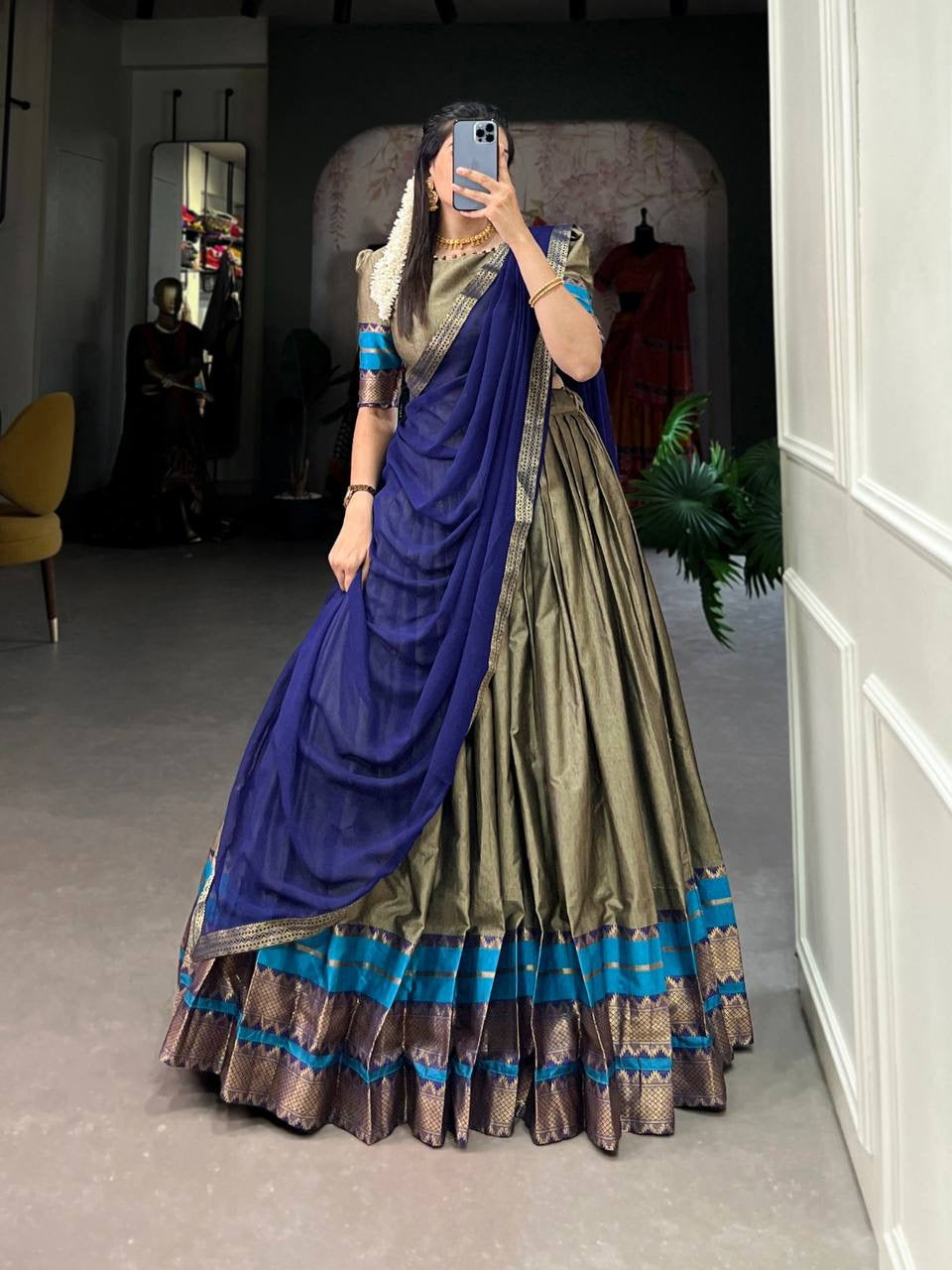 RADHA - Half Sarees Kanchi Banarasi Lehenga