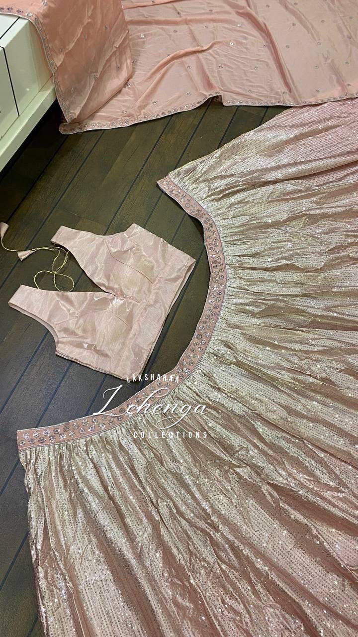 LARISSA - Baby Pink x Silver Satin Lehenga