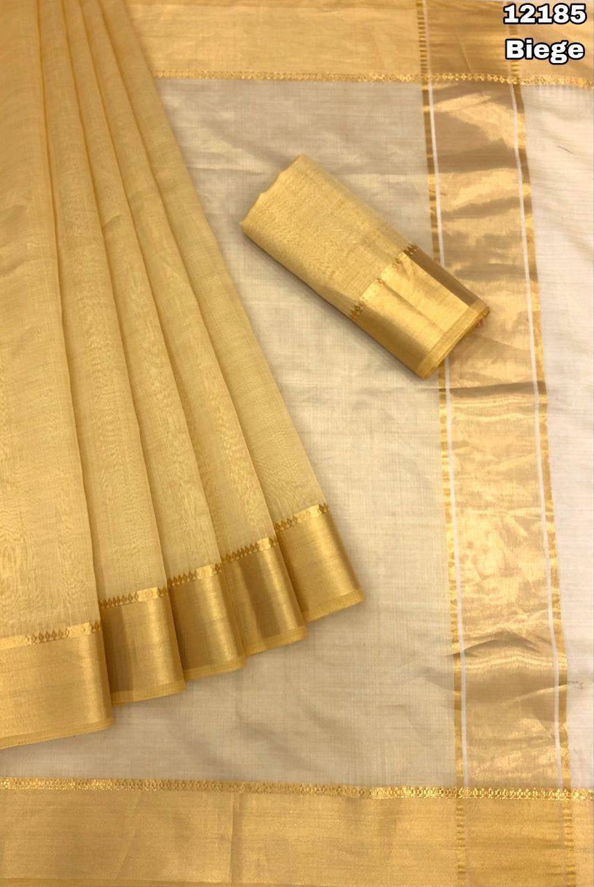 RICHA - gold tissue saree with tassles