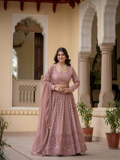 Rosy Brown Lucknowi Lehenga