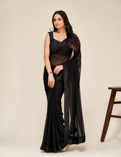 KIRANA - Black Georgette Dinner Saree