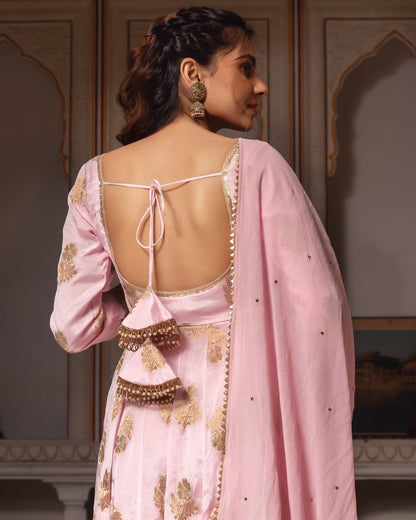 Baby Pink Anarkali Suit x Low Back