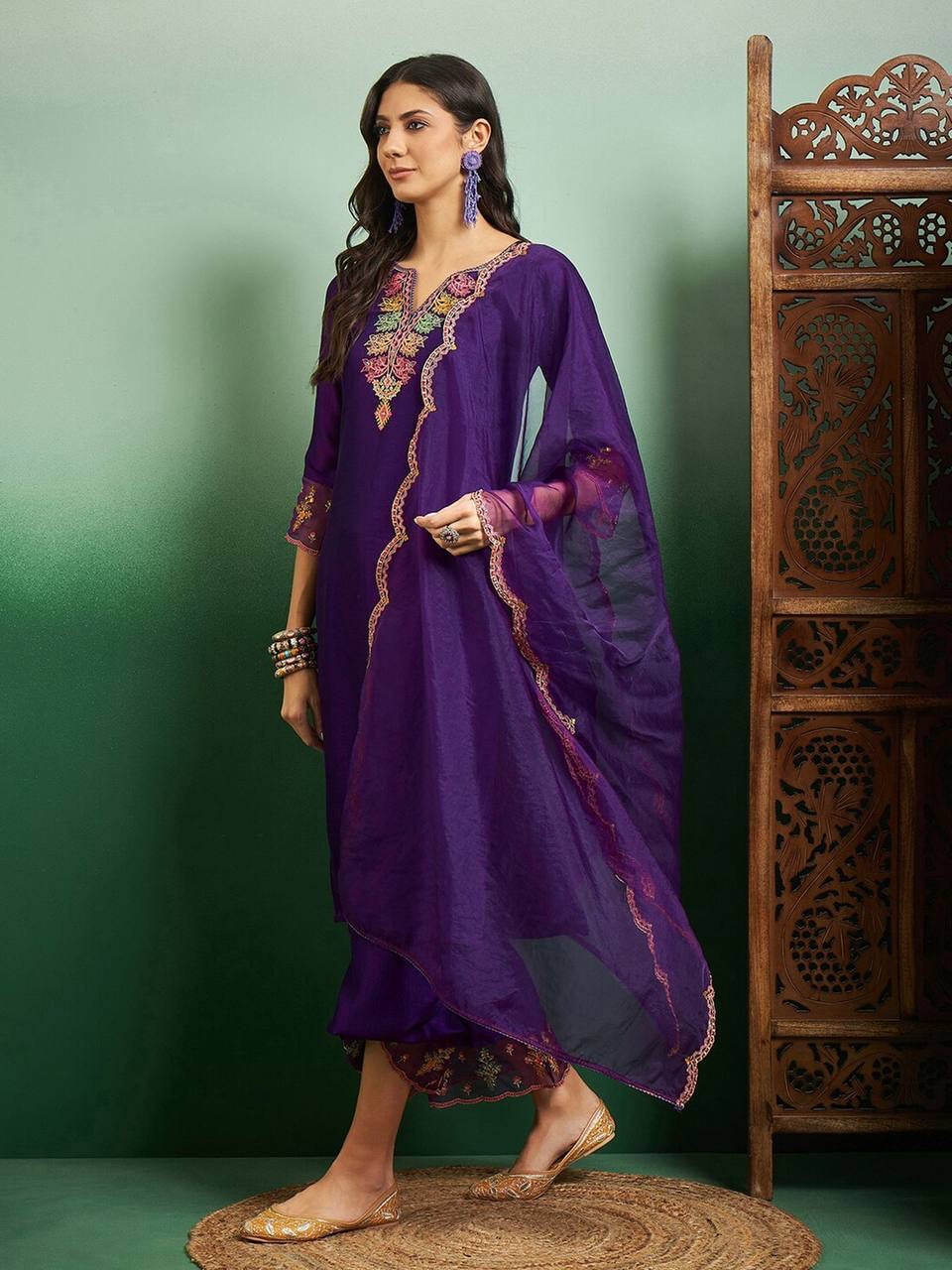 Premium Purple Kurti Set x Grand Neckline