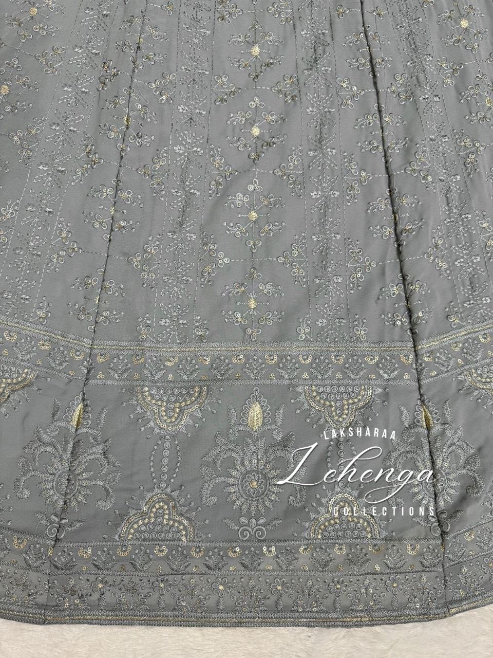 Grey Grand Embroidered Lehenga