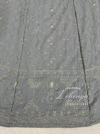 Grey Grand Embroidered Lehenga