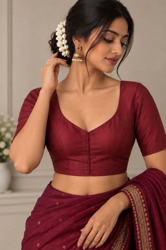 Laksharaa Sarees ANANTI soft silk saree blouse in elegant design, showcasing intricate embroidery and smooth fabric.
