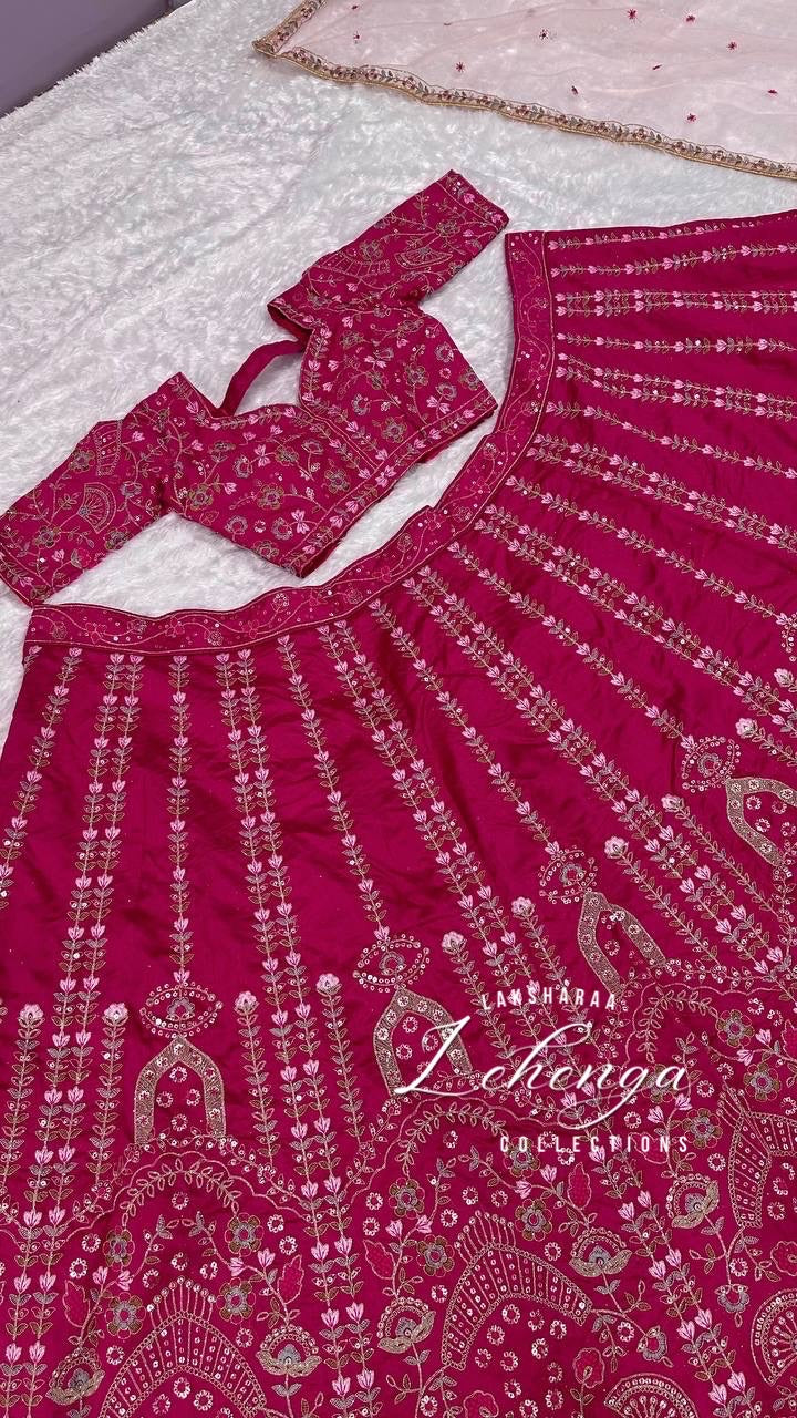 Rani Pink Premium Floral Lehenga