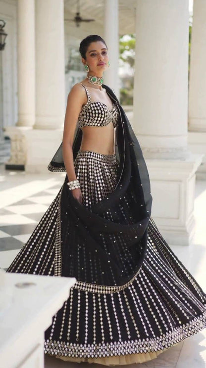 NERISA —  Black x Silver Premium Lehenga