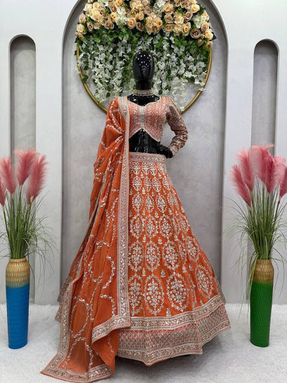 KAYAL - Premium Dark Orange Dori work lehenga x Grand Blouse