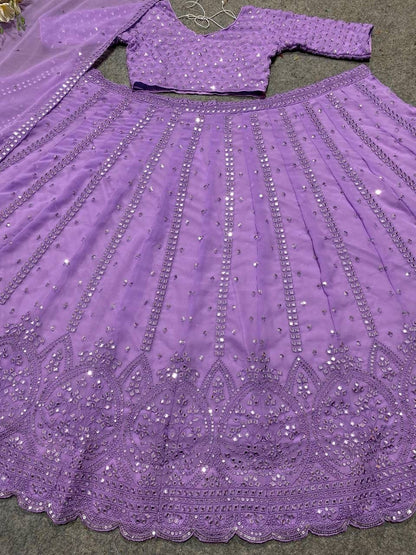 LINI - Lilac Purple Georgette Lehenga