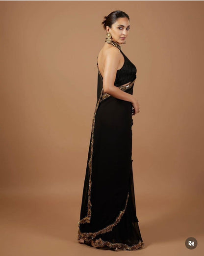 Black X Gold Partywear Saree