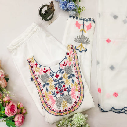 Floral X White Salwar Suit