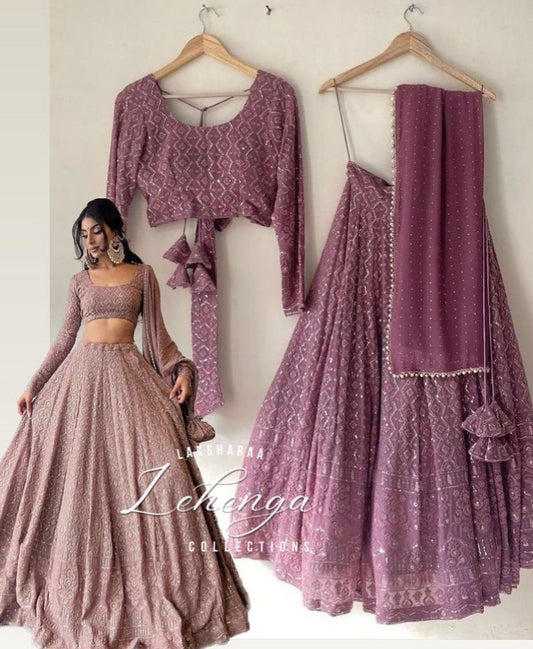 Mauve Lucknowi Lehenga