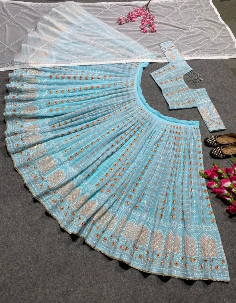 Prishaa Pastel Embroidery Floral Lehenga