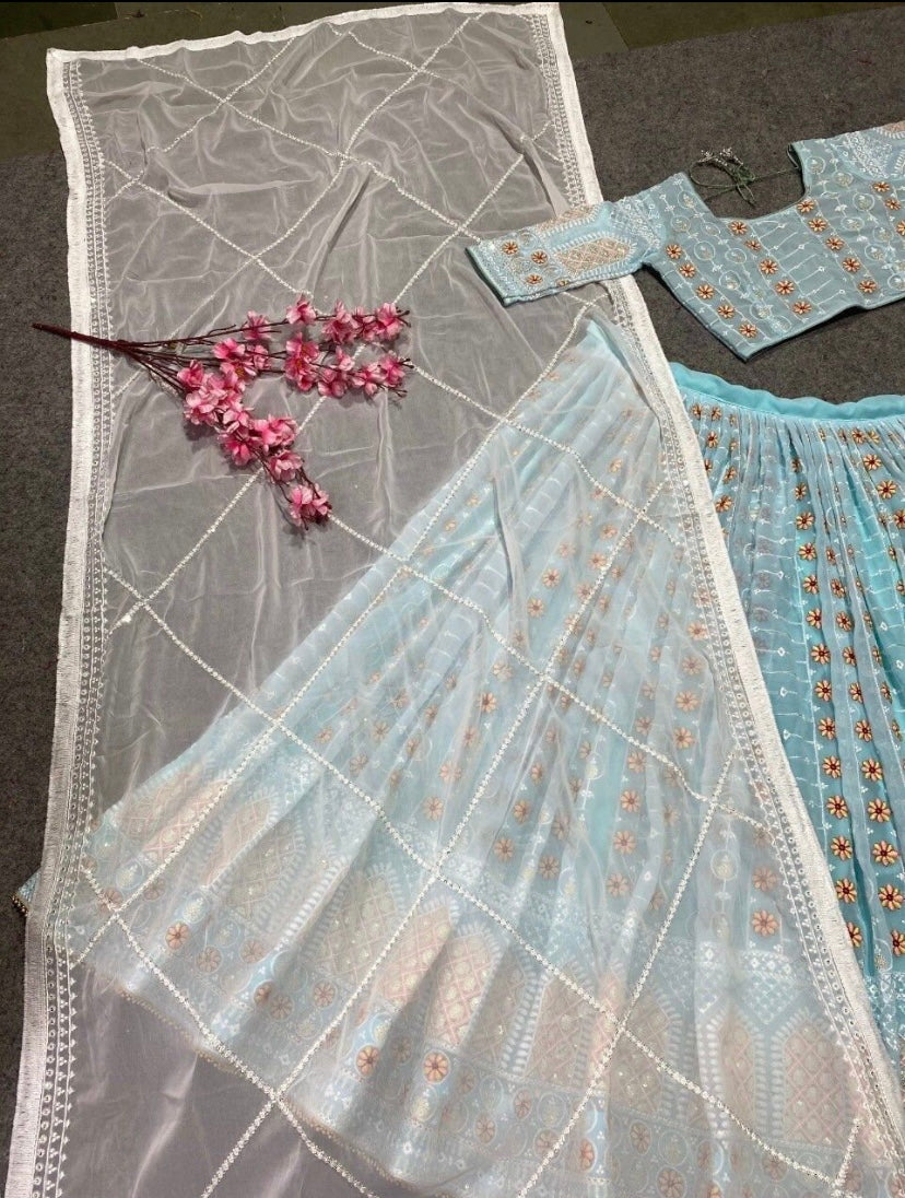 Prishaa Pastel Embroidery Floral Lehenga