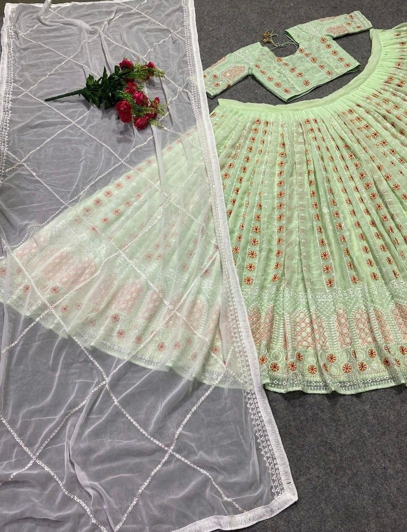 Prishaa Pastel Embroidery Floral Lehenga