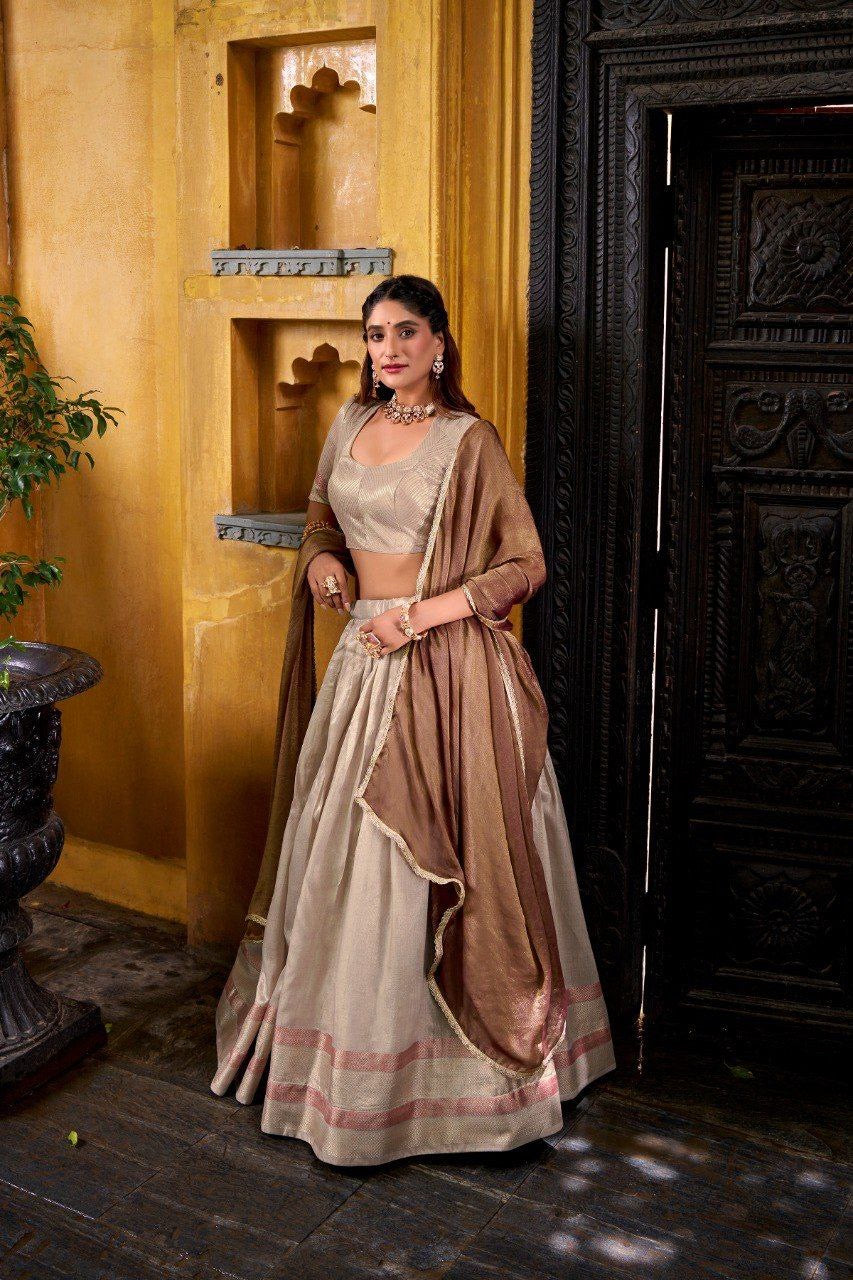 ANJANA — Pastel Crush Silk Half Saree Lehenga [ fully stitched ] - Laksharaa Sarees
