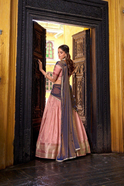 ANJANA — Pastel Crush Silk Half Saree Lehenga [ fully stitched ] - Laksharaa Sarees