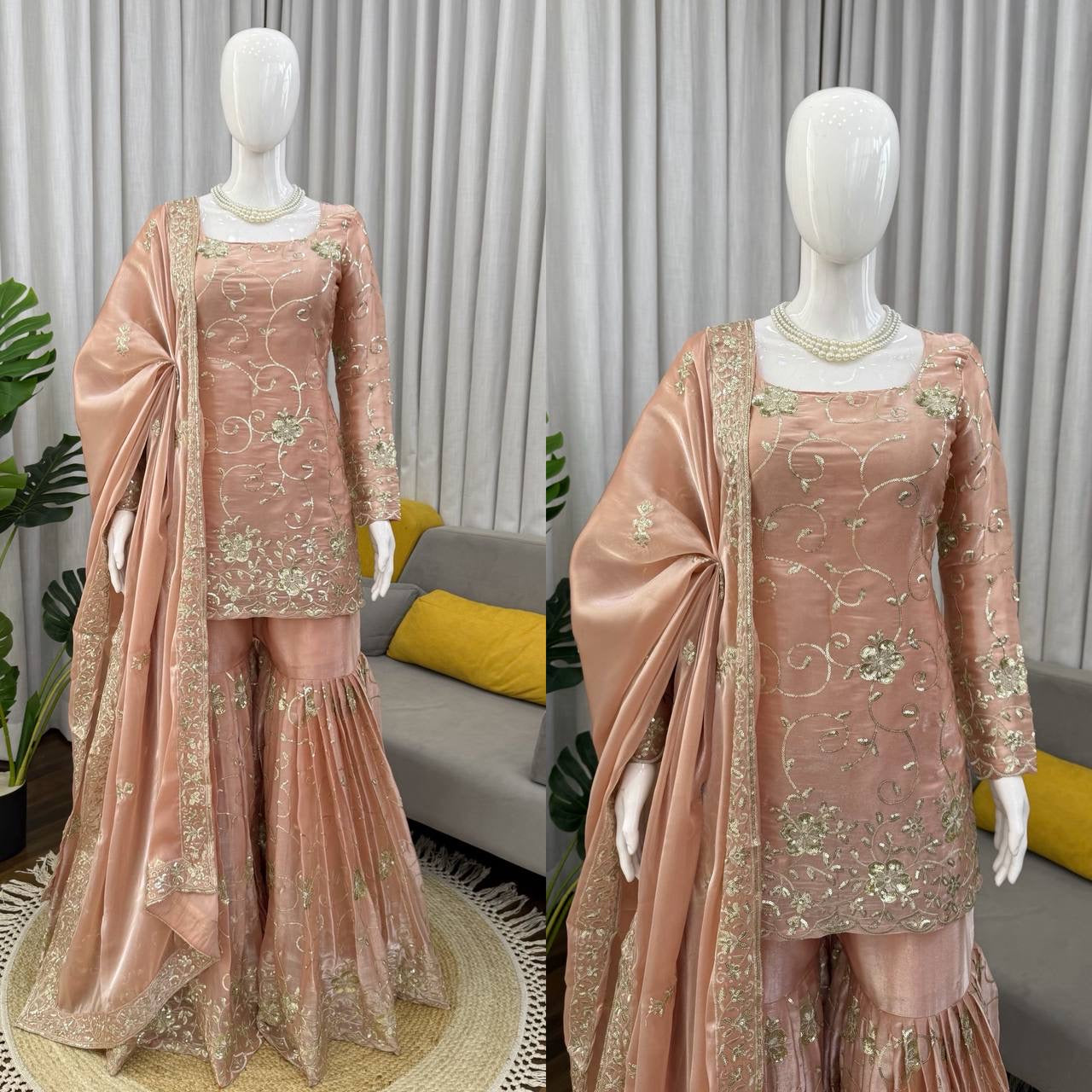 Peachy Premium Sharara Suit - Laksharaa Sarees
