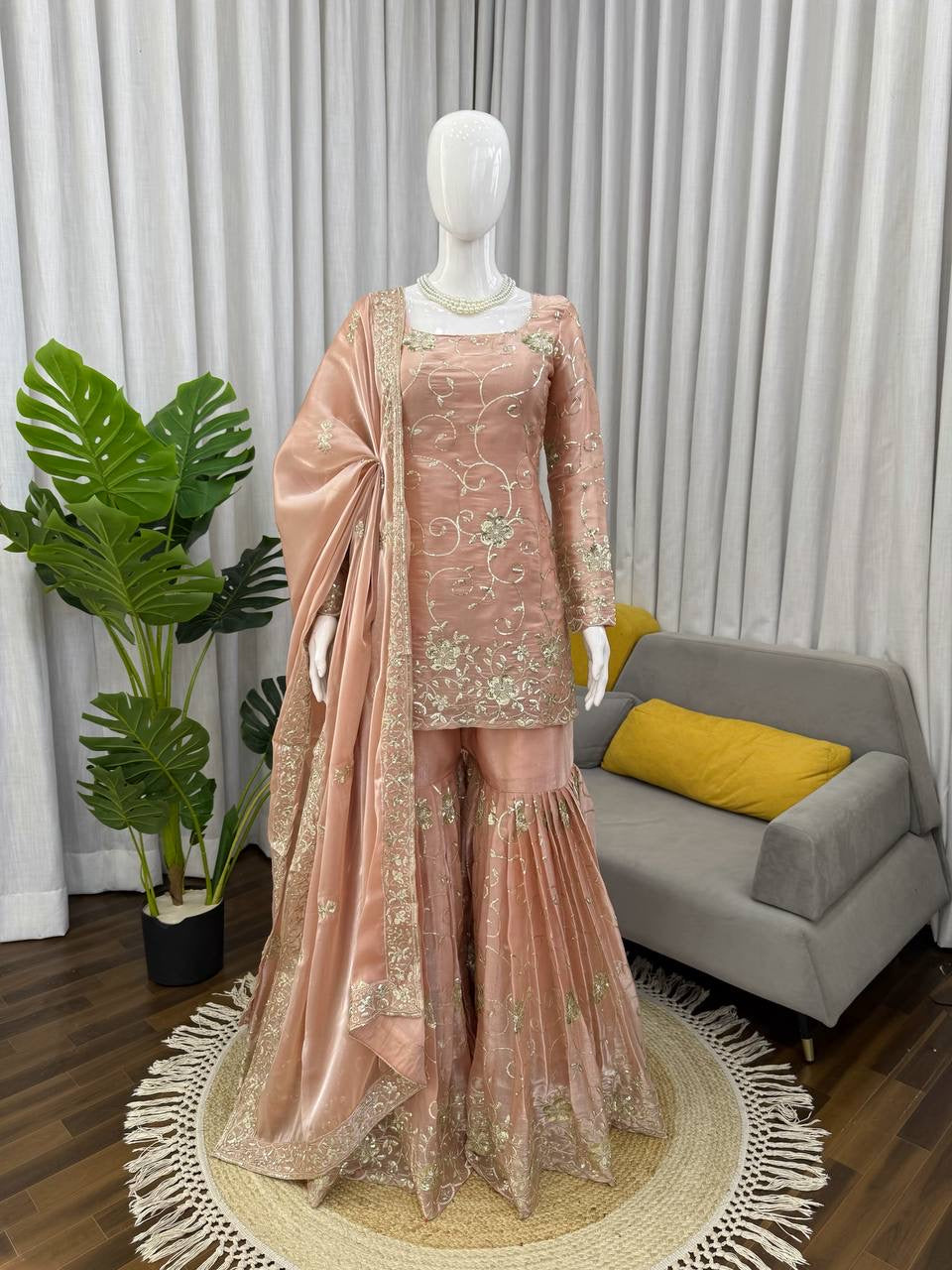 Peachy Premium Sharara Suit - Laksharaa Sarees