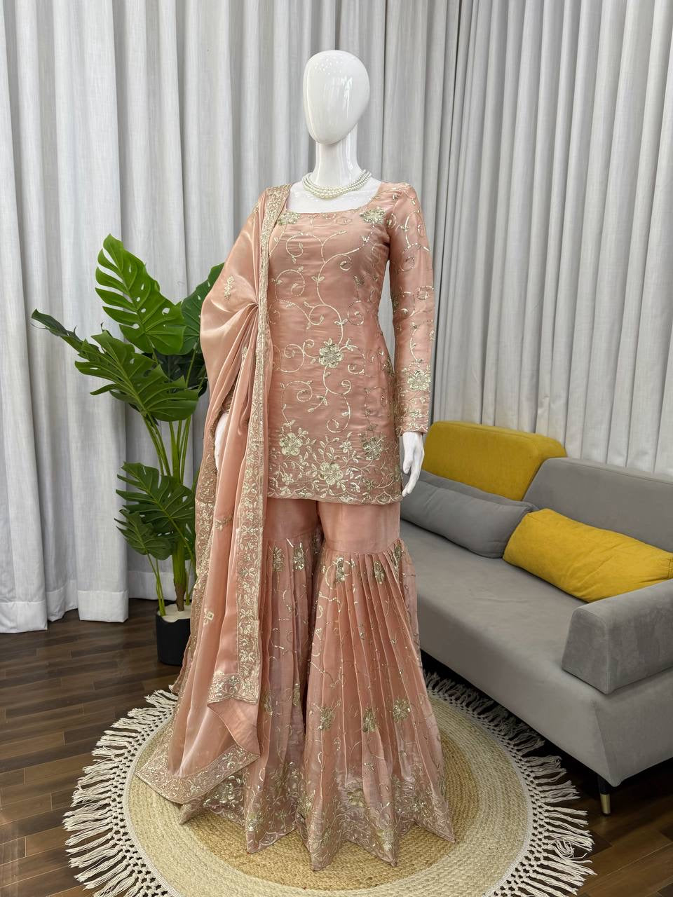Peachy Premium Sharara Suit - Laksharaa Sarees