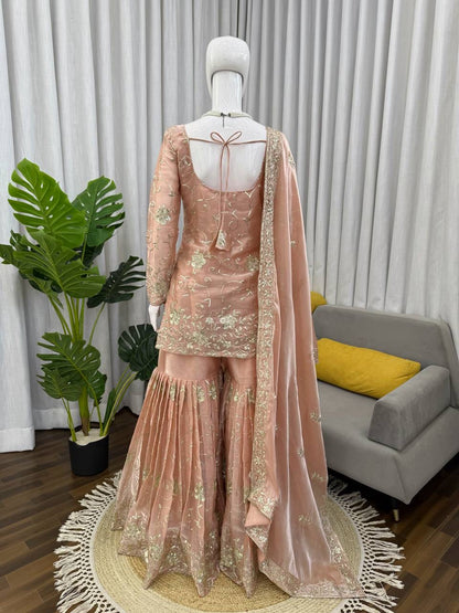 Peachy Premium Sharara Suit - Laksharaa Sarees