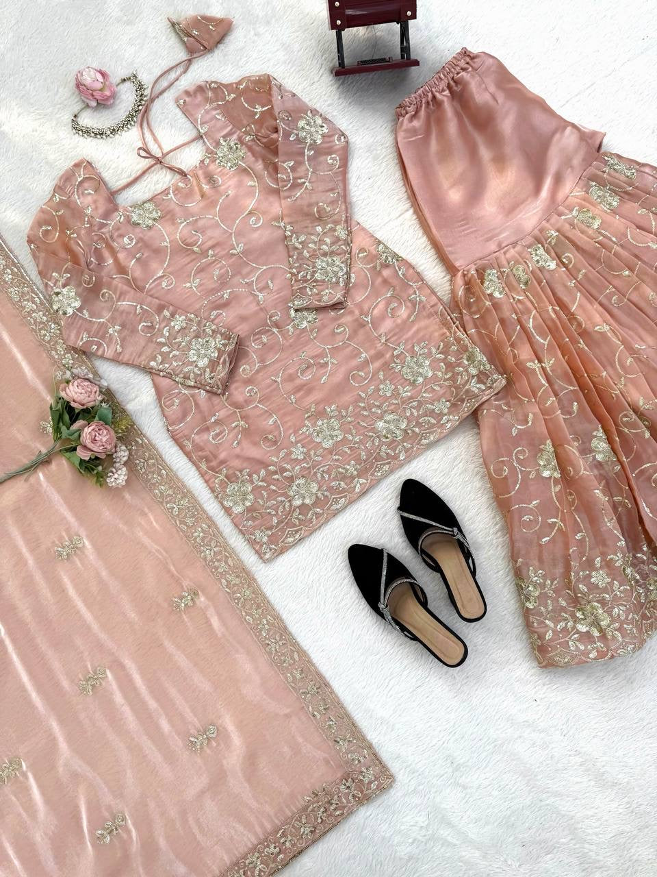 Peachy Premium Sharara Suit - Laksharaa Sarees