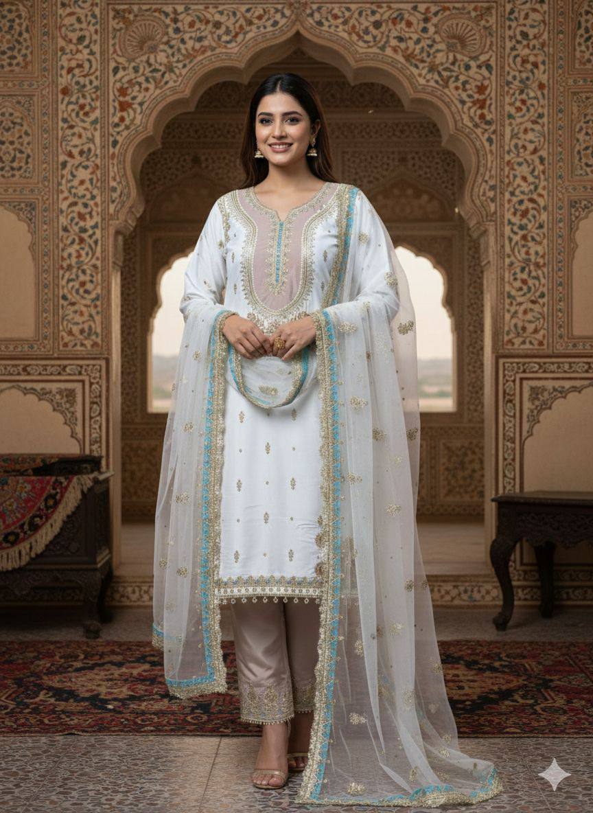 MELROSE — Pastel Crepe Silk Salwar Kameez - Laksharaa Sarees