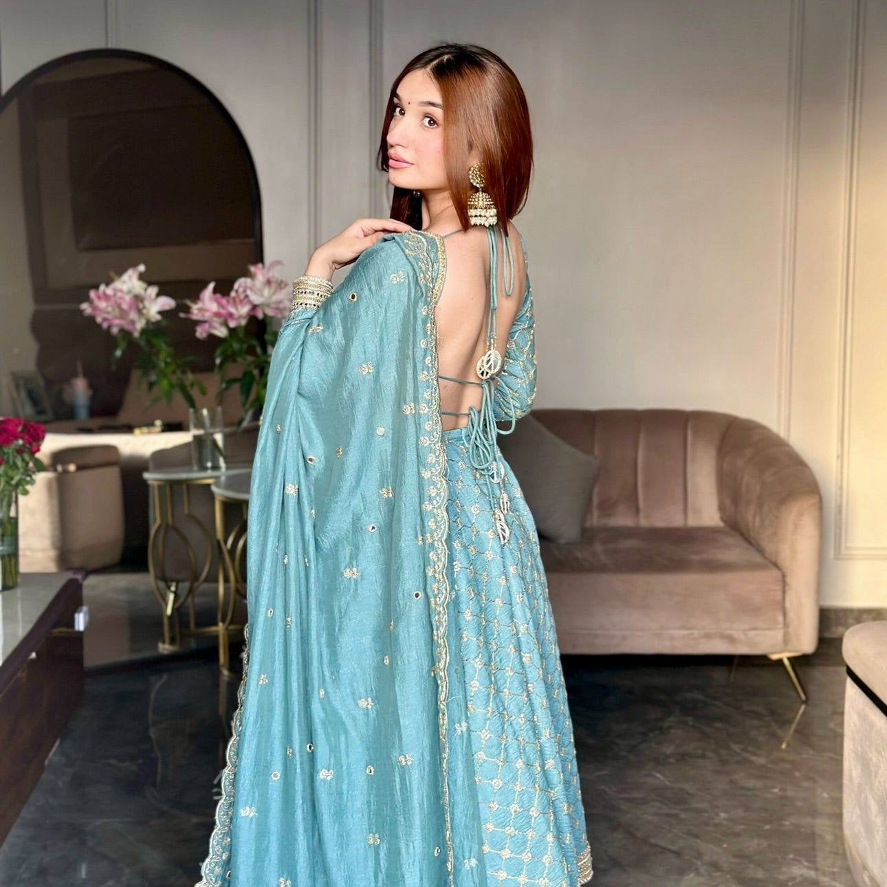Baby Blue Anarkali Suit
