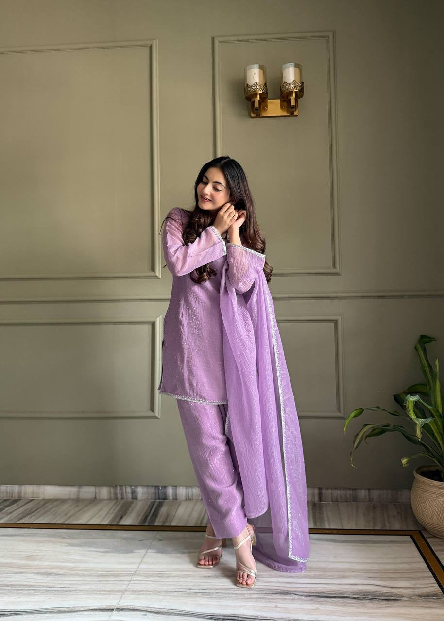 AMORA — Crunchy Silk Designer Suit