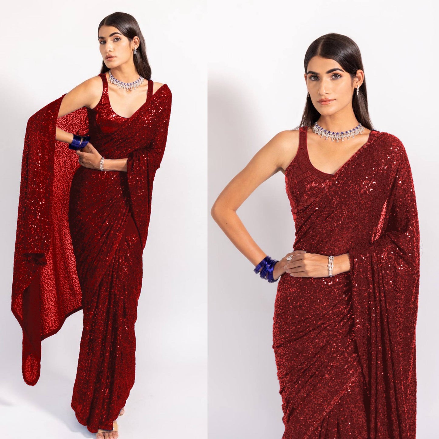 REEMA — Sequinned Georgette Partywear Saree