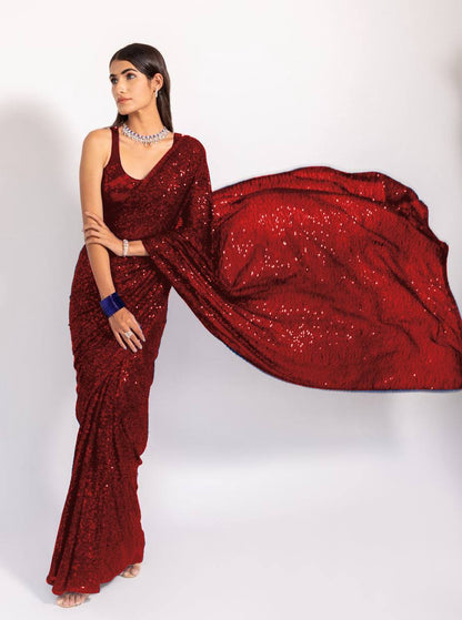 REEMA — Sequinned Georgette Partywear Saree