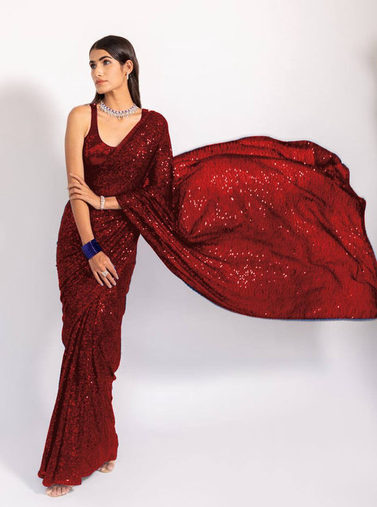 REEMA — Sequinned Georgette Partywear Saree