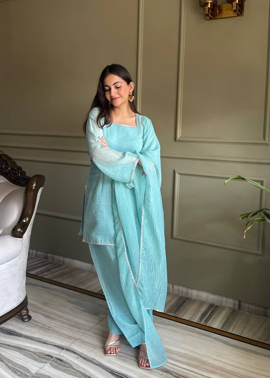AMORA — Crunchy Silk Designer Suit