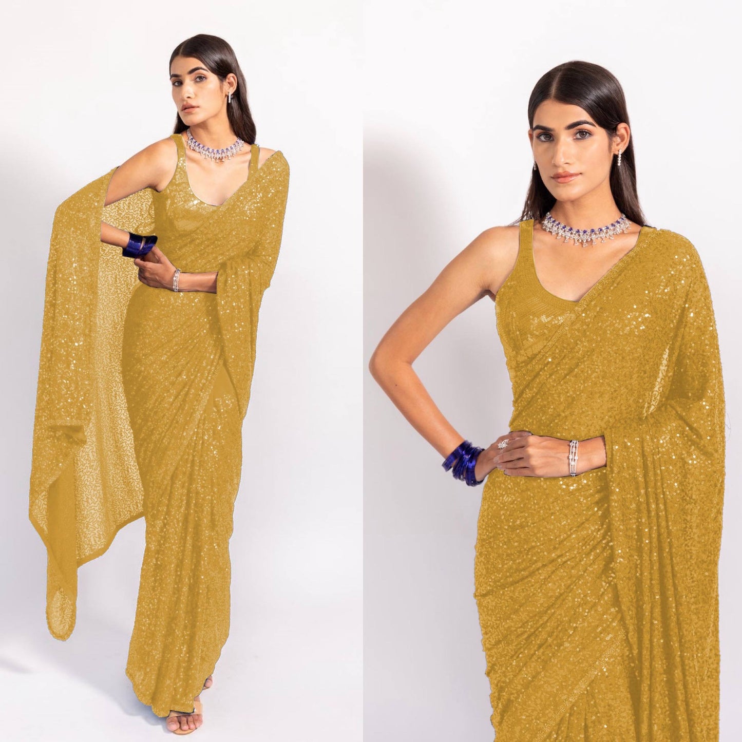 REEMA — Sequinned Georgette Partywear Saree