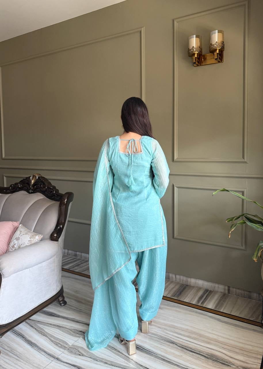 AMORA — Crunchy Silk Designer Suit