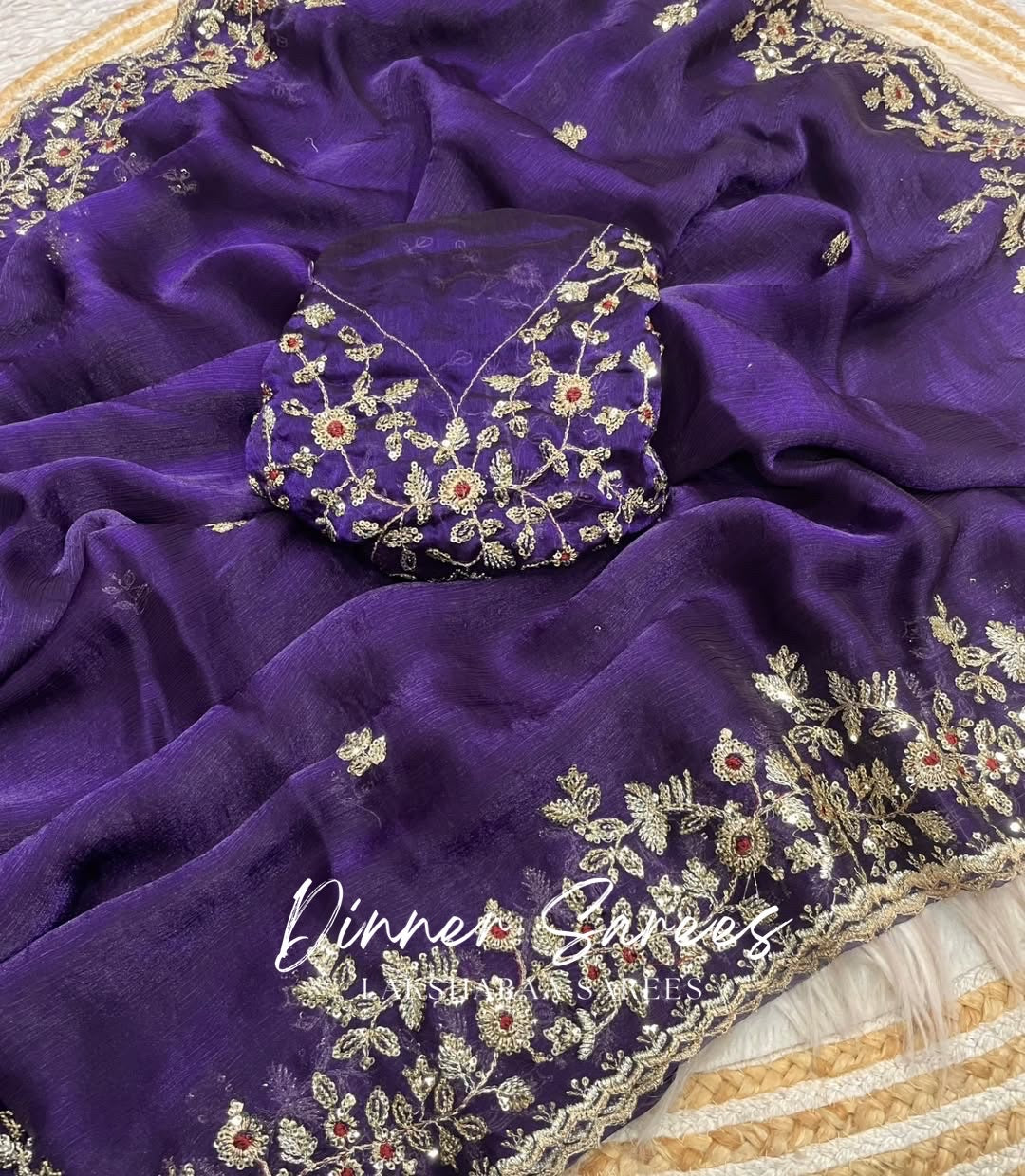 ROSALIE — Soft Fandy Chiffon Saree with heavy embroidery work - Laksharaa Sarees