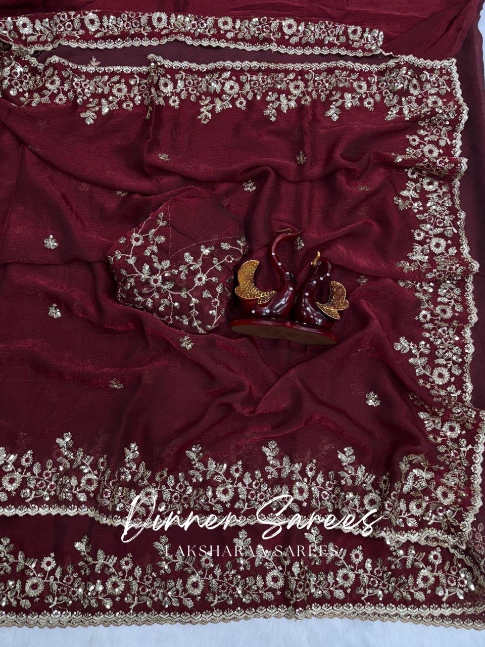 ROSALIE — Soft Fandy Chiffon Saree with heavy embroidery work - Laksharaa Sarees