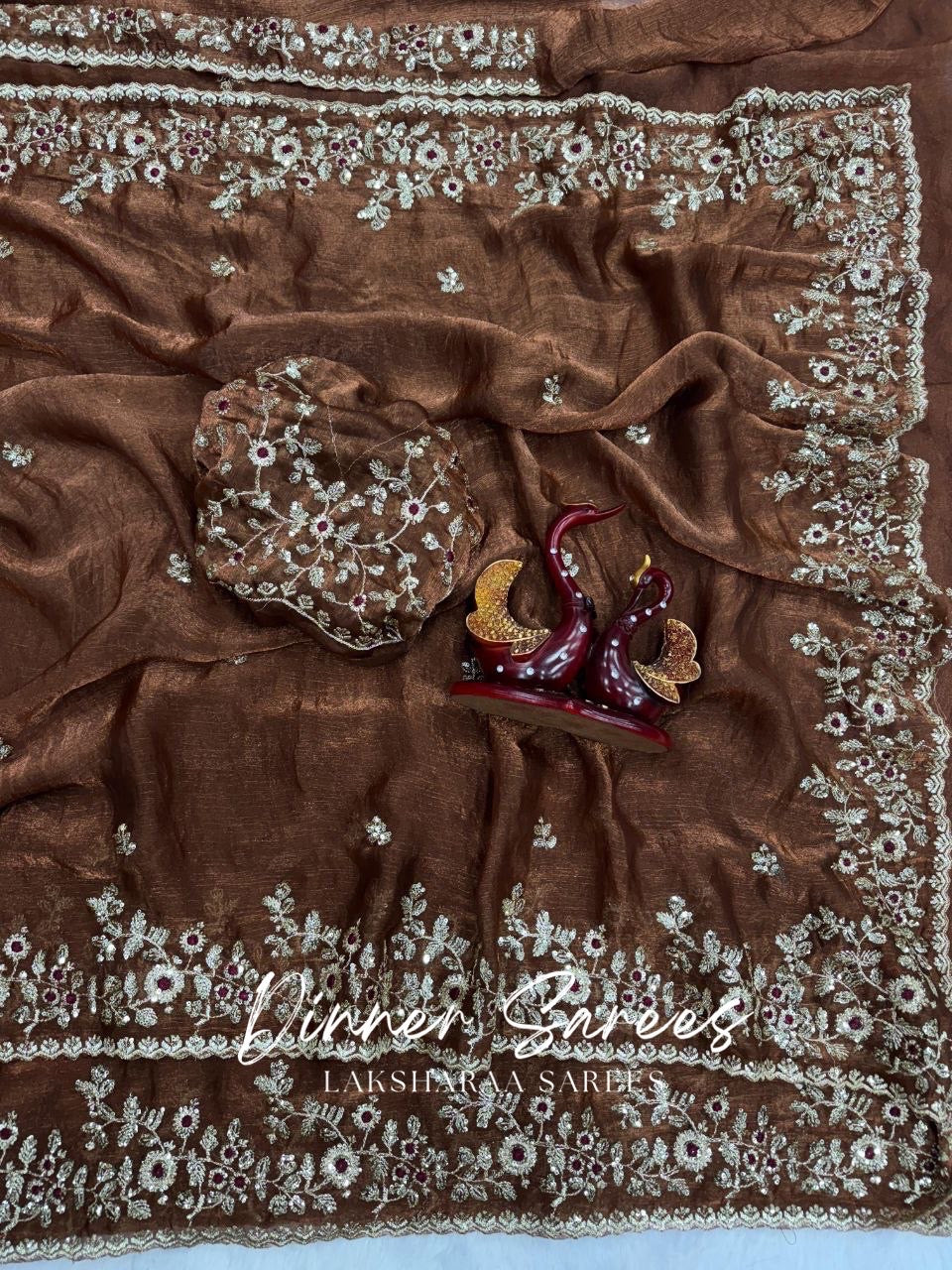 ROSALIE — Soft Fandy Chiffon Saree with heavy embroidery work - Laksharaa Sarees