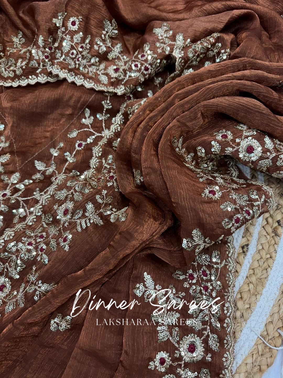 ROSALIE — Soft Fandy Chiffon Saree with heavy embroidery work - Laksharaa Sarees