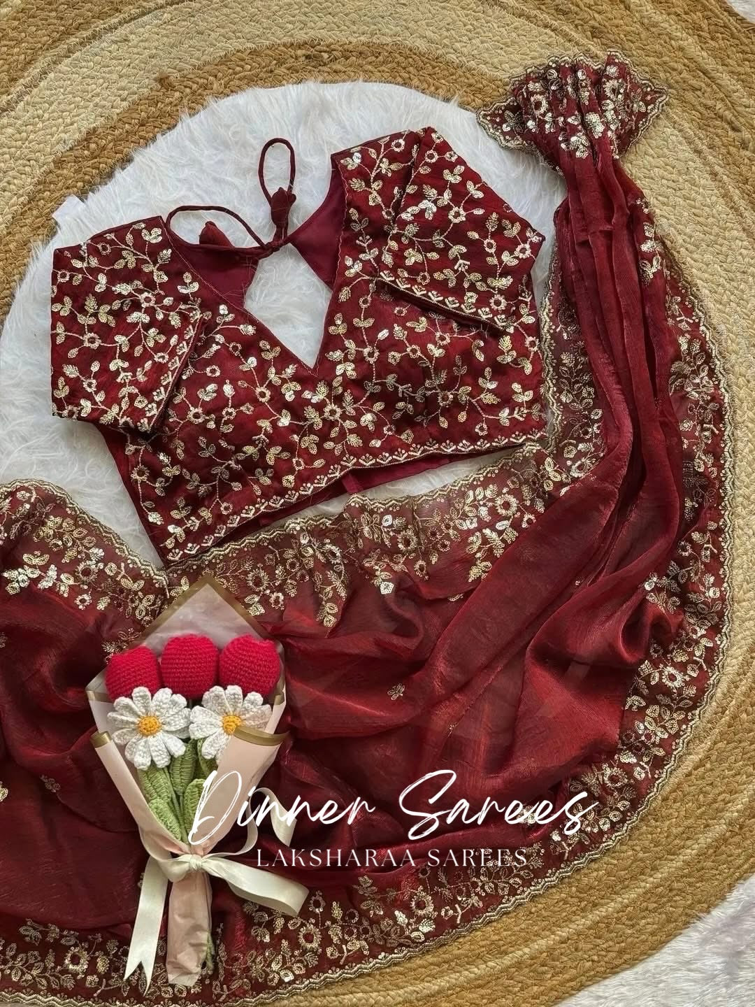 ROSALIE — Soft Fandy Chiffon Saree with heavy embroidery work - Laksharaa Sarees