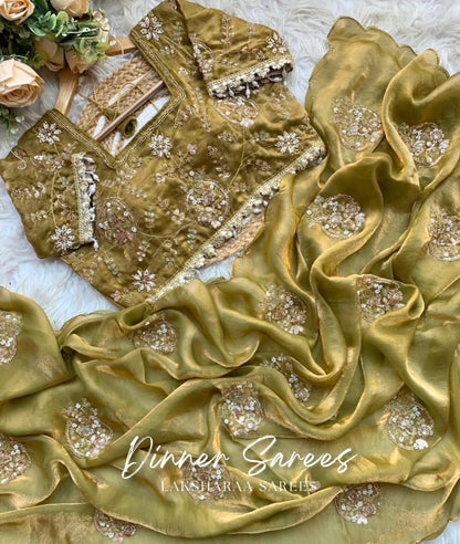 JESSIE — Shimmer Space Silk Saree x stitched blouse - Laksharaa Sarees