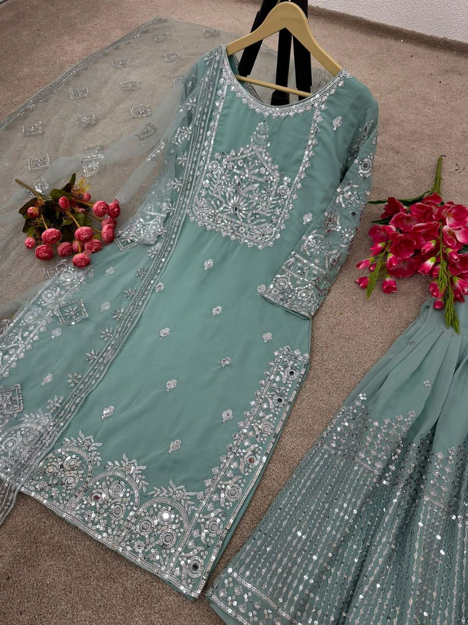 Zhara Pastel Sharara Suit