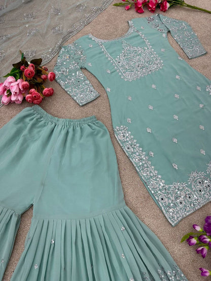 Zhara Pastel Sharara Suit