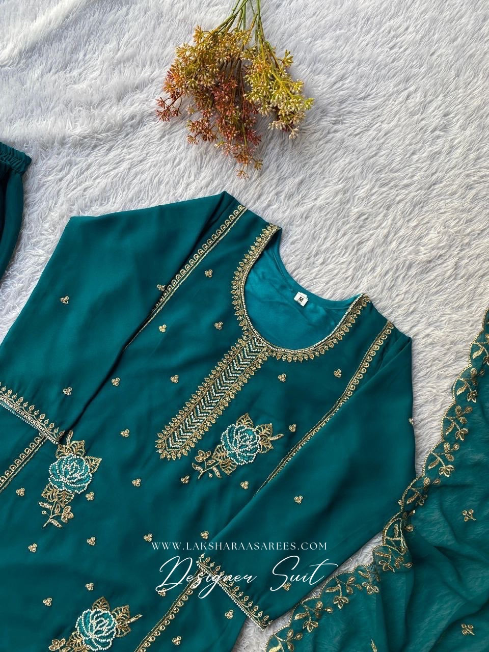 DILA — Green Georgette Sharara Suit - Laksharaa Sarees